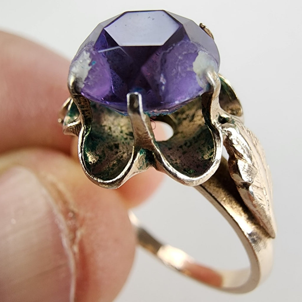 Blue to Purple Sapphire Russian Ring Size 9 Sterling Silver 875 Gold Finish