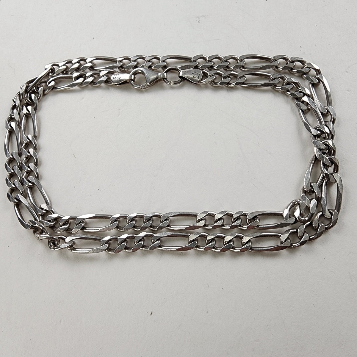 Vintage 22" Figaro 6mm Sterling Silver 925 Chain Necklace 26g Italy