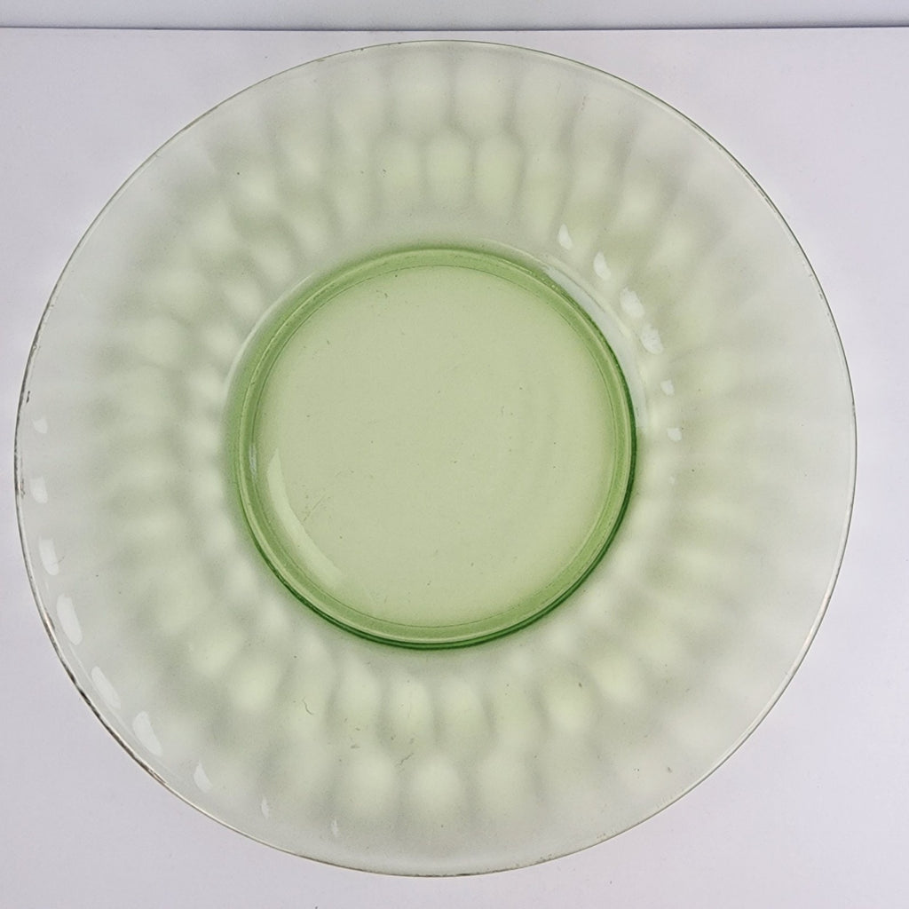 8" UV Glow Uranium Glass Plate with Gold Lip Vintage