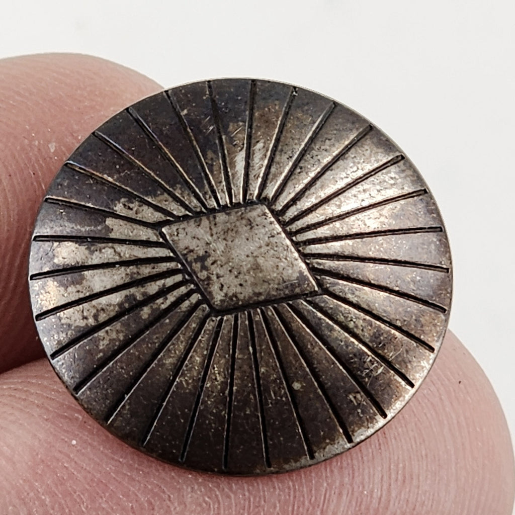 Native Stamped Concho Button Earrings Old Pawn Sterling Silver 925 Vintage