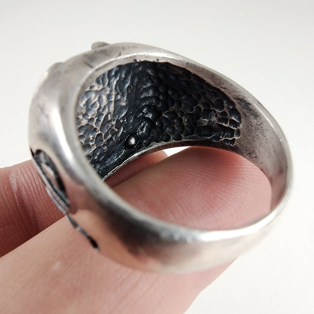 Vintage GB Labyrinth Maze Ring Size 13 1/2 in Sterling Silver 925