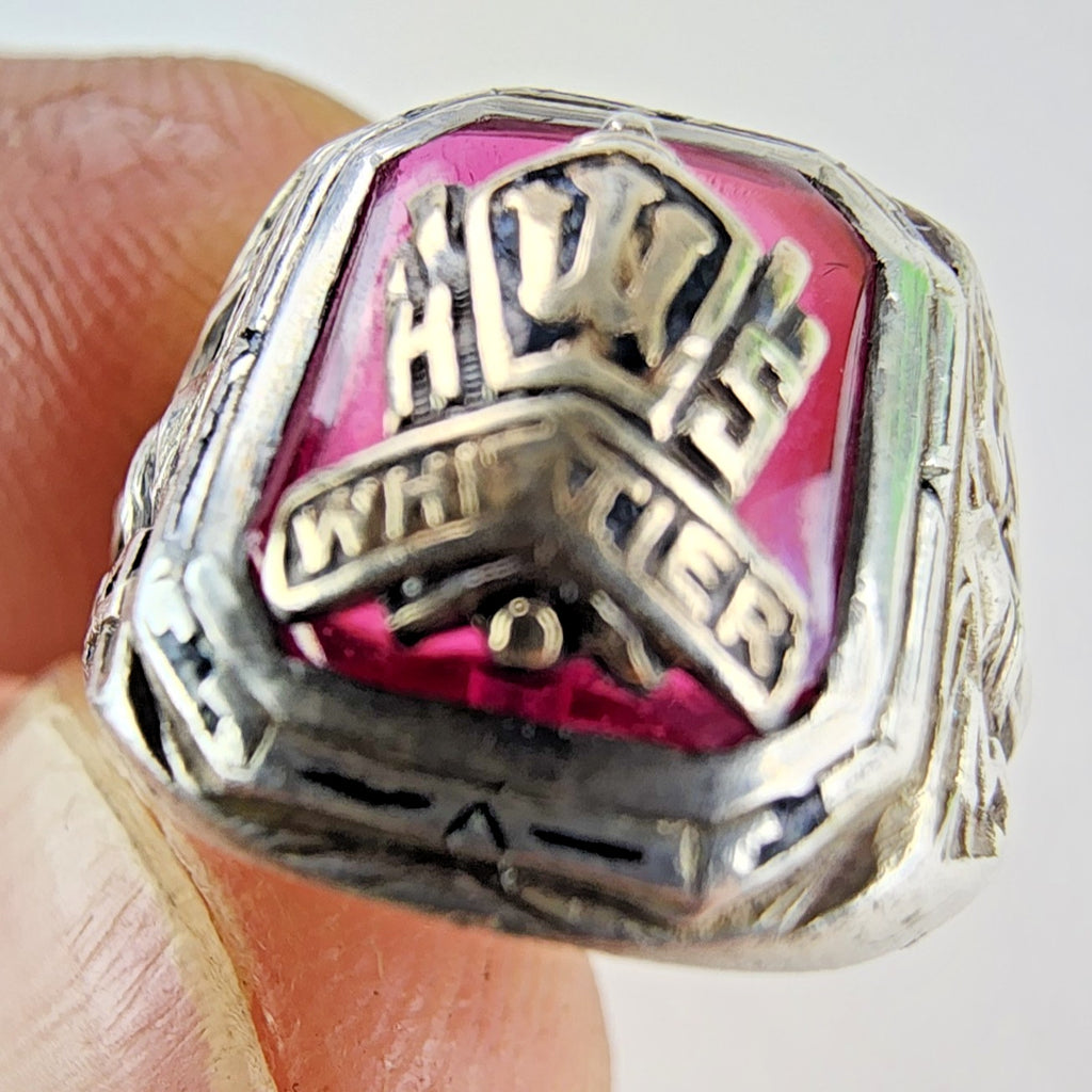 1935 Ruby Class Ring Size 5 1/2 Sterling Silver 925 Vintage Hand Monogrammed MAC