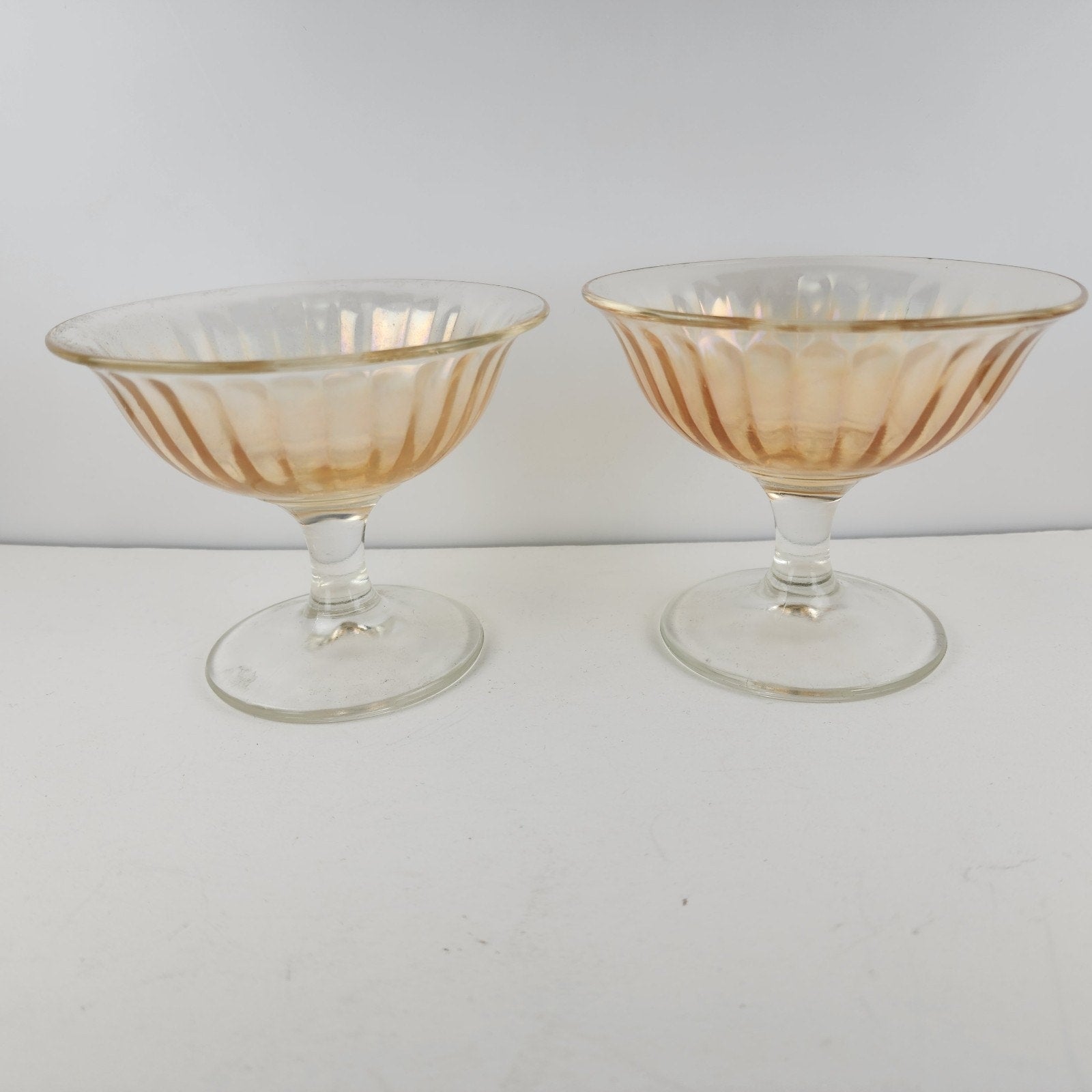 Imperial Glass Marigold Carnival Depression Glass Sherbet Ice Cream Cups Pair