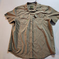 Prana Olive Cayman Large Short Sleeve Button Down Shirt Outdoor Active Wear