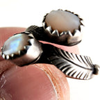 Running Bear Mother of Pearl Bypass Native Ring Size 4 1/2 Sterling Silver 925