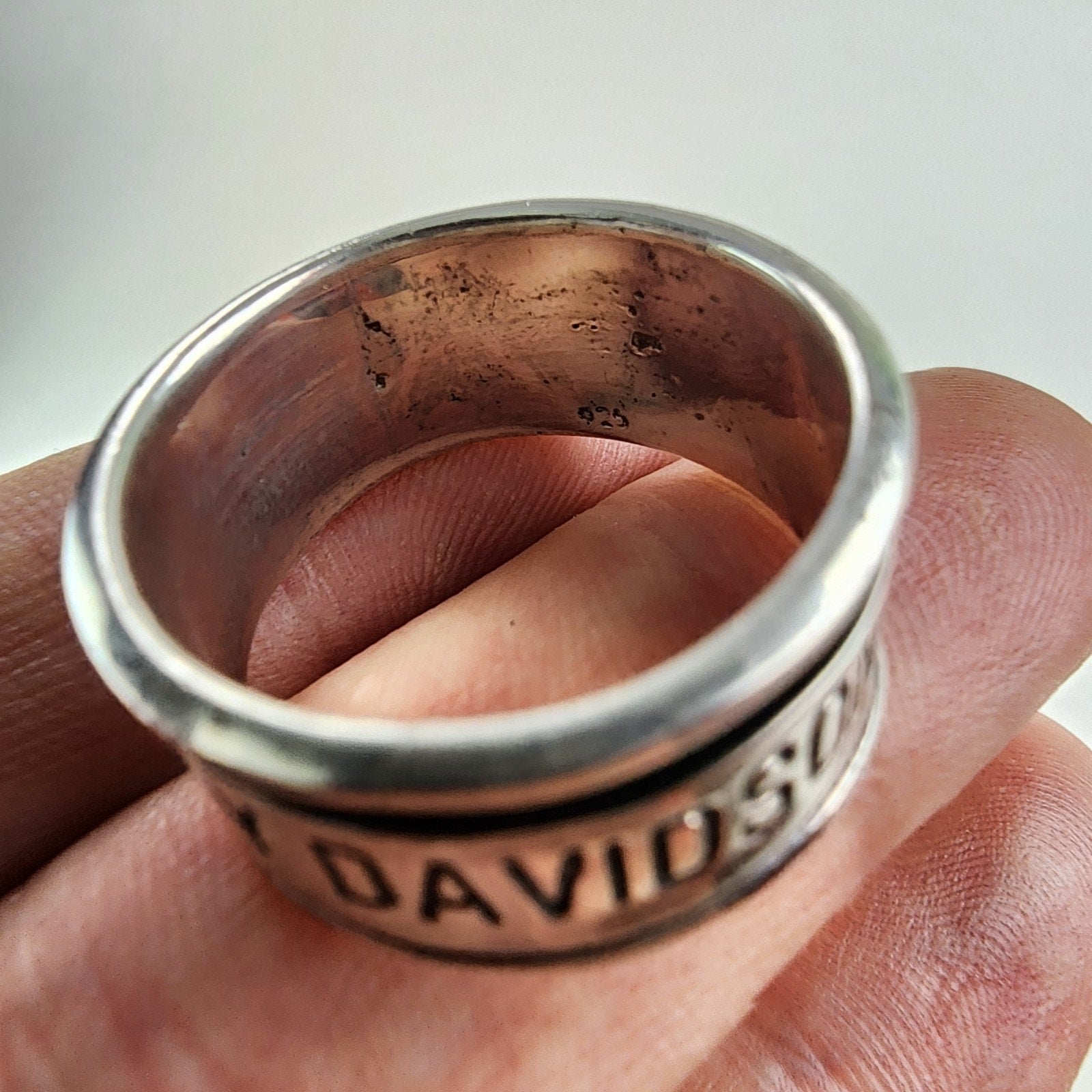 Harley Davidson Spinner Fidget Ring Size 13 1/2 Sterling Silver 925 Vintage