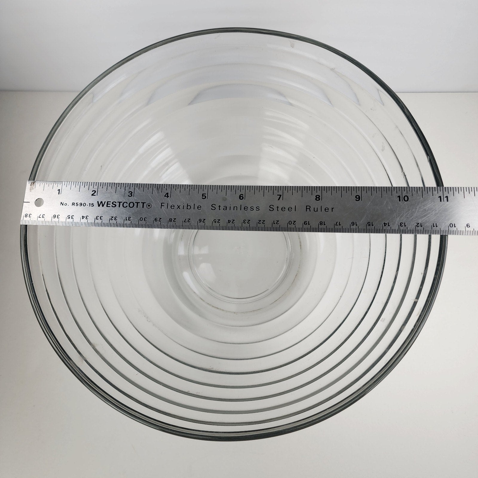 11" Anchor Hocking Glass Salad Bowl with Stepped Pattern