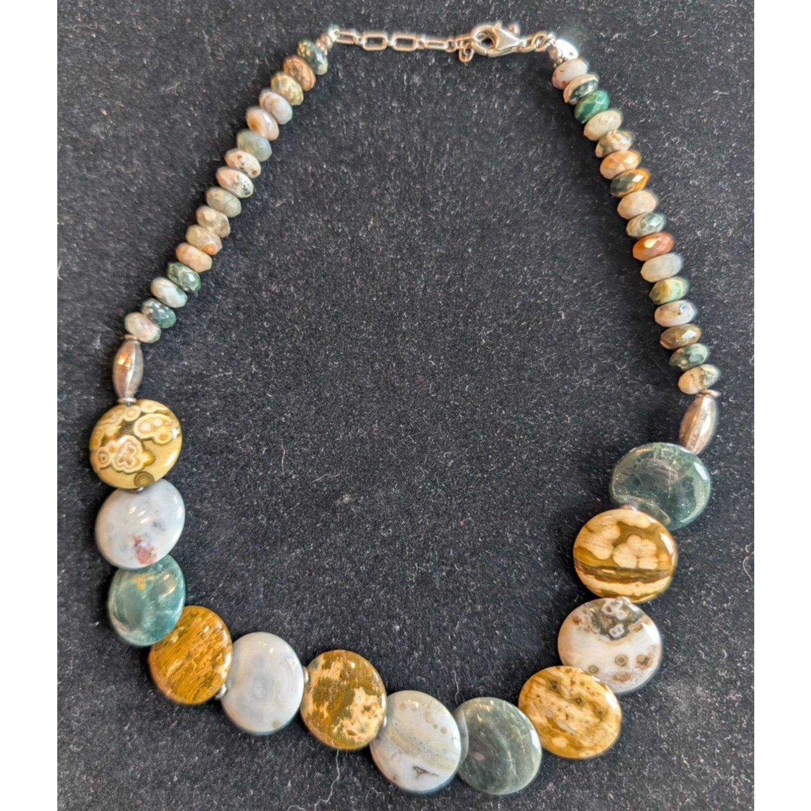 Vintage Agate Sterling Silver 925 Adjustable 17" to 19" Necklace