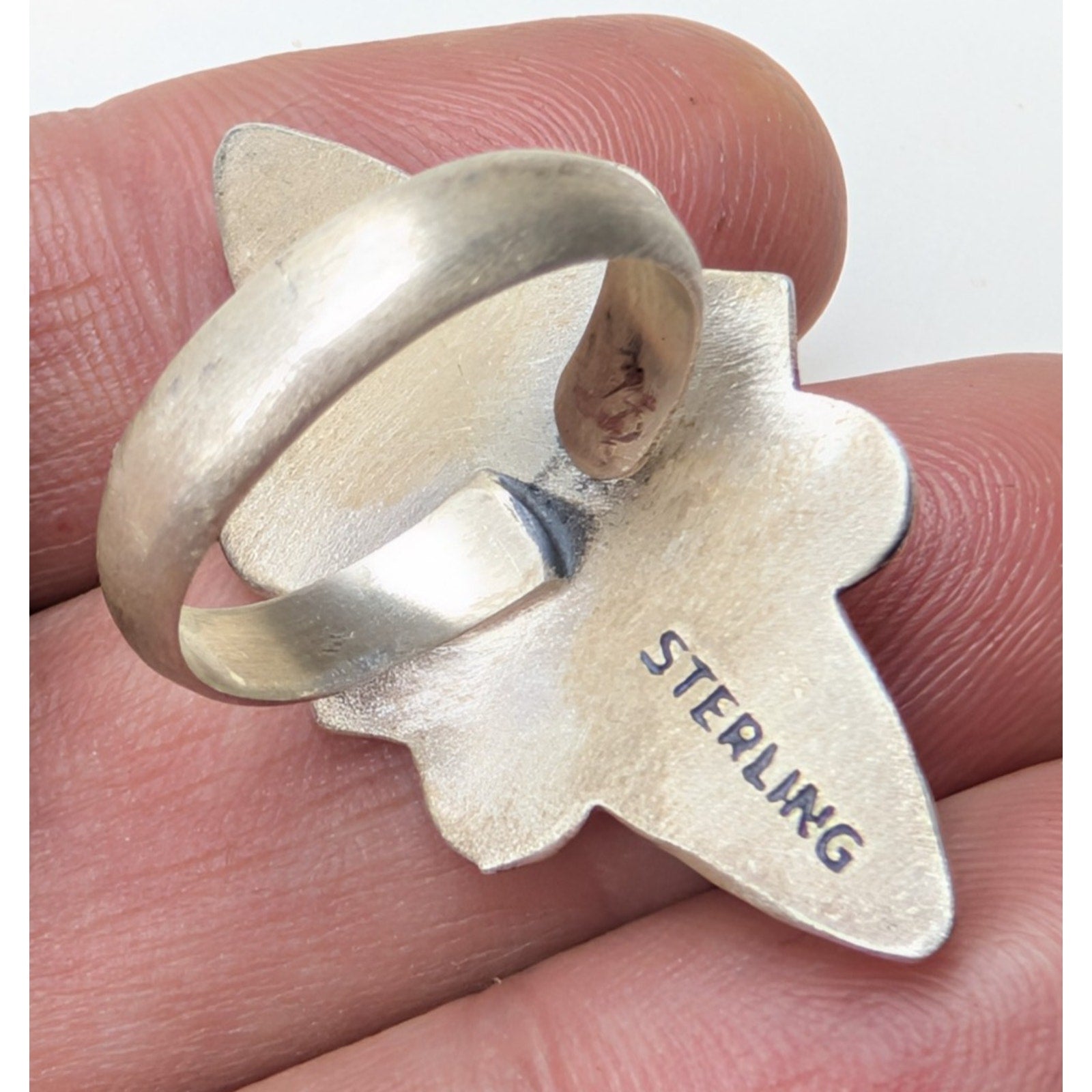 Purple Mohave Turquoise Stamped Sterling Silver 925 Adjustable Ring Size 6 to 11