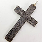 Russian Orthodox Imperial Engraved Floral 84 Silver 875 Crucifix Cross Pendant