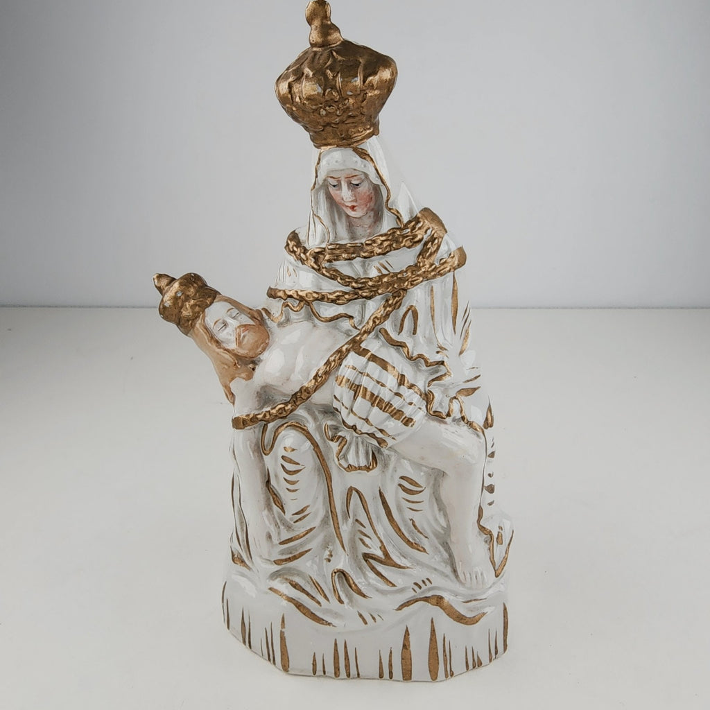 Porcelain Pieta Madonna & Child German Gold Gilt Model 7189 Virgin Mary Figurine