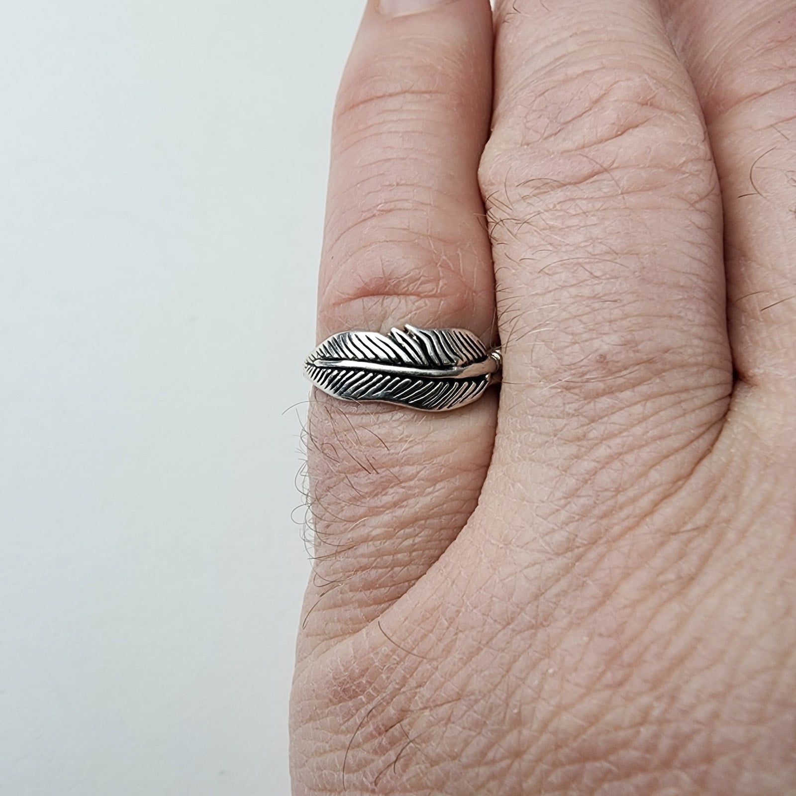 Feather Band Ring Size 7 3/4 Sterling Silver 925 Vintage