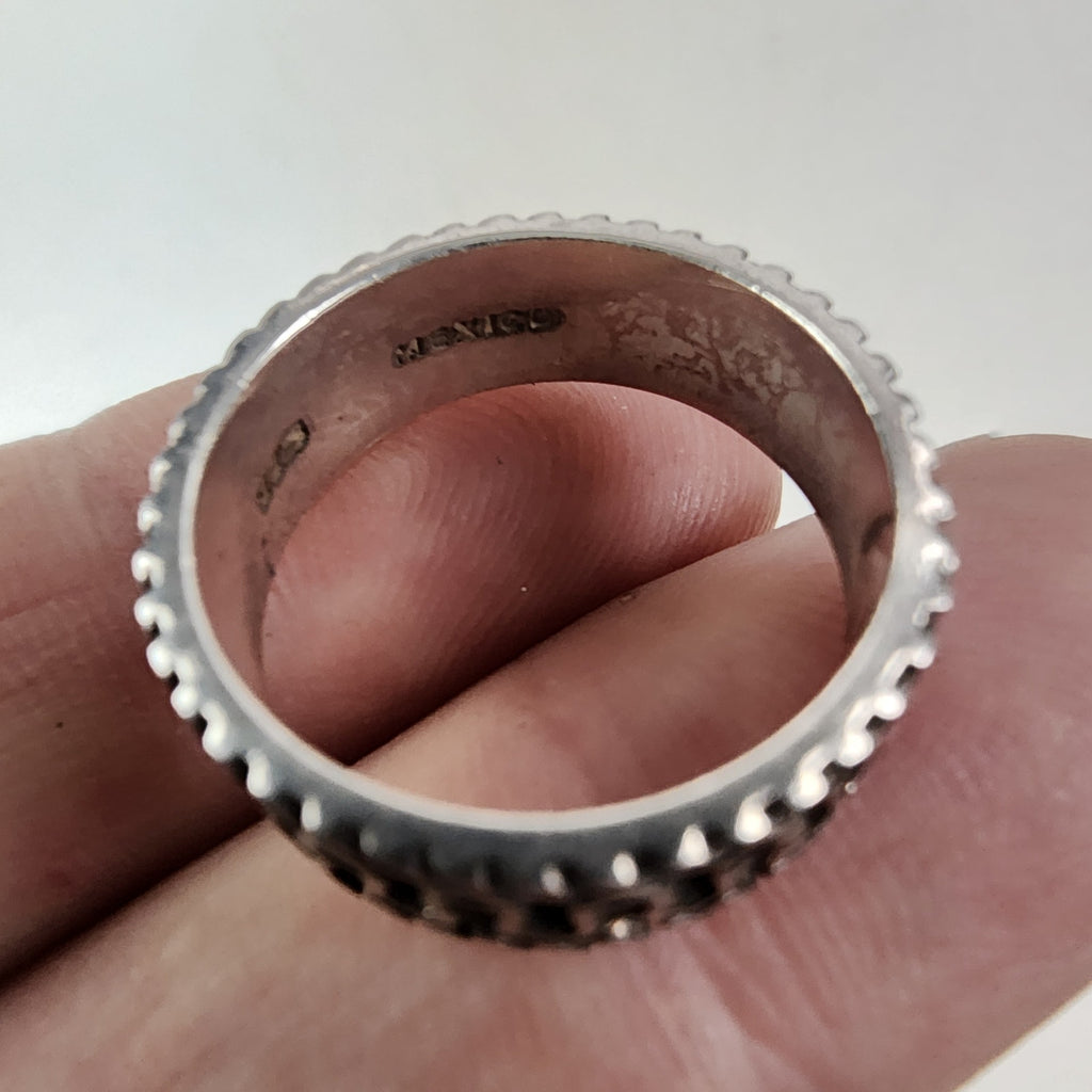 Vintage Mexico Wave Pattern Band Ring Size 8 1l4 in Sterling Silver 925