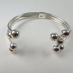 Modernist Multi Strand Ball Sterling Silver 925 Bracelet Vintage Bead
