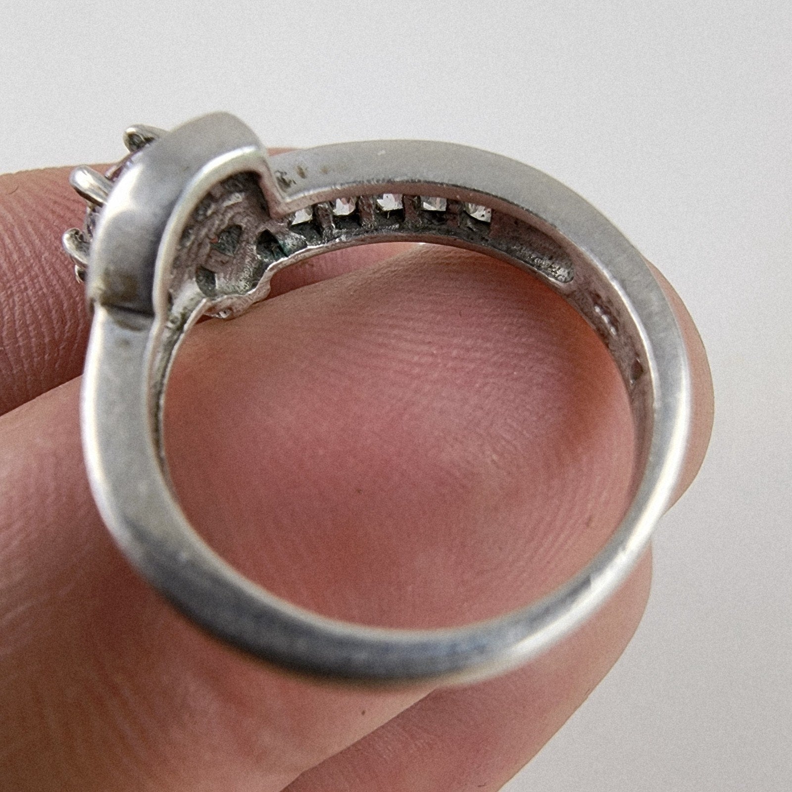 Modernist Quartz Round & Baguette Ring Size 7 Sterling Silver 925 Vintage