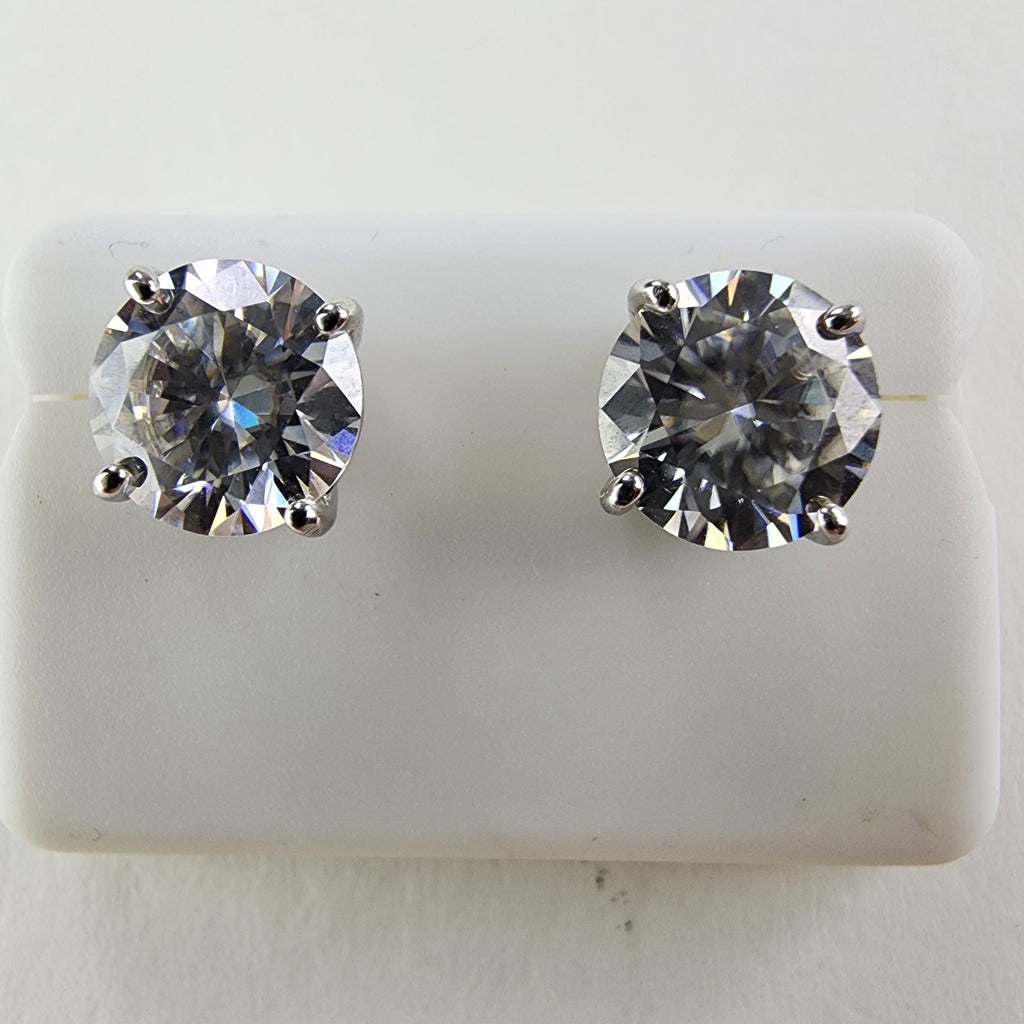 4.0ctw Round Cut Moissanite Stud Earrings Sterling Silver 925 VVS1 D Color