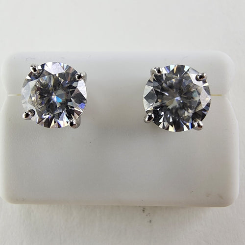 4.0ctw Round Cut Moissanite Stud Earrings Sterling Silver 925 VVS1 D Color
