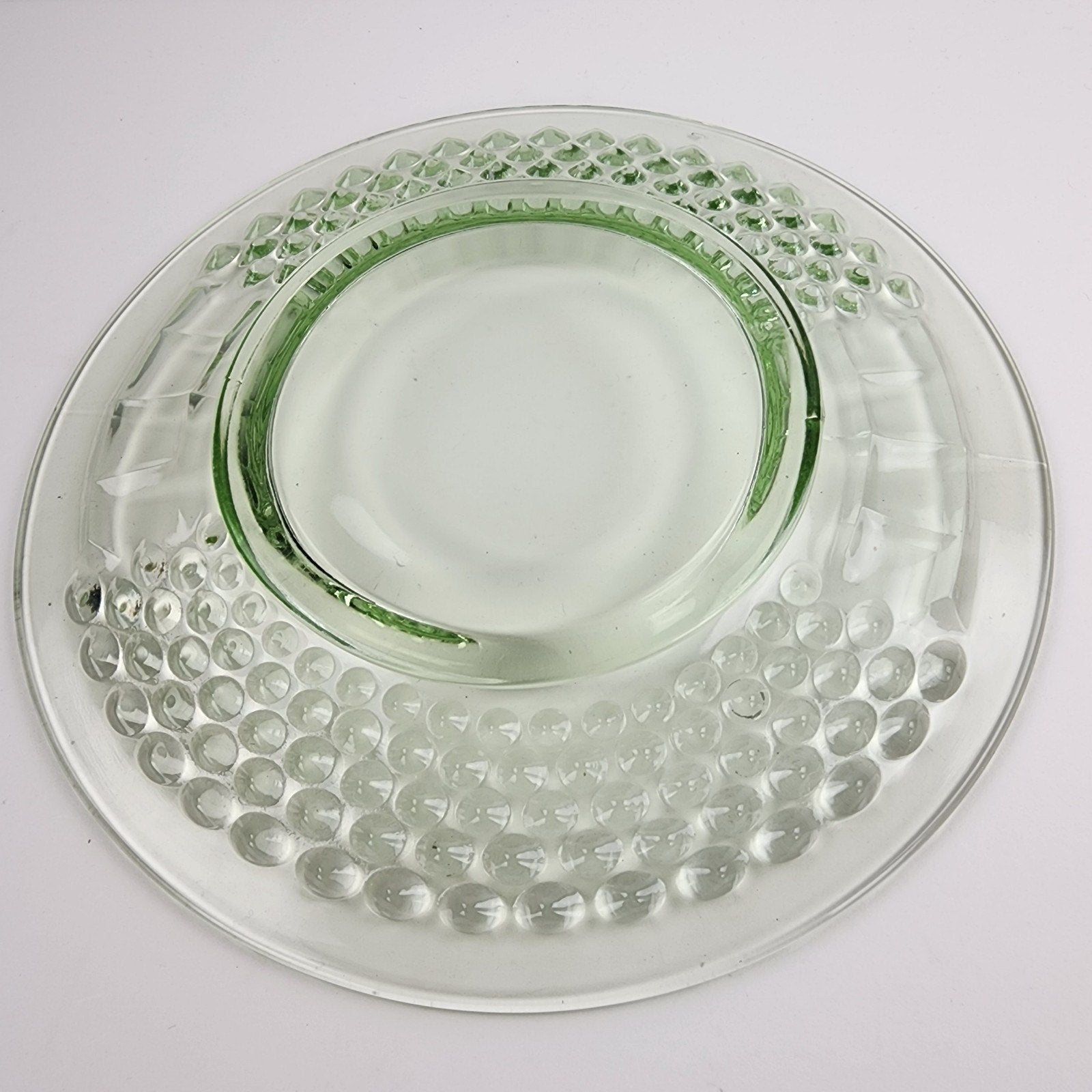 8" UV Uranium Green Glow Glass Plate by American Pioneer Set of 4