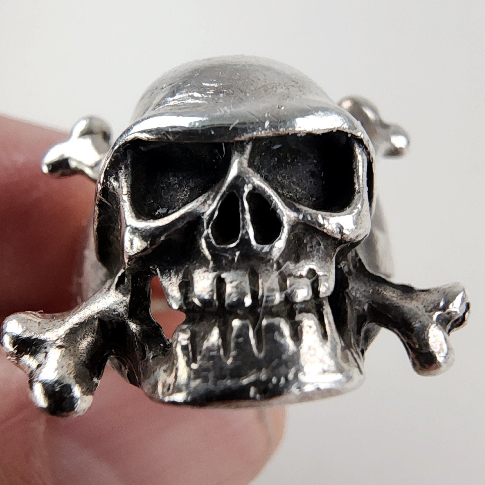 Biker Skull & Crossbones Ring Size 10 Sterling Silver 925 Vintage