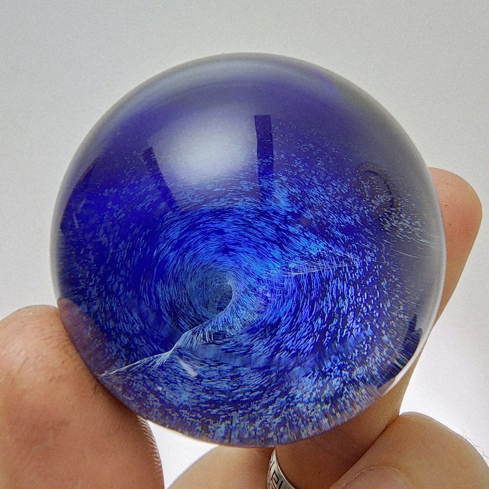 50mm Dichroic Blue Vortex Marble Borosilicate Handmade