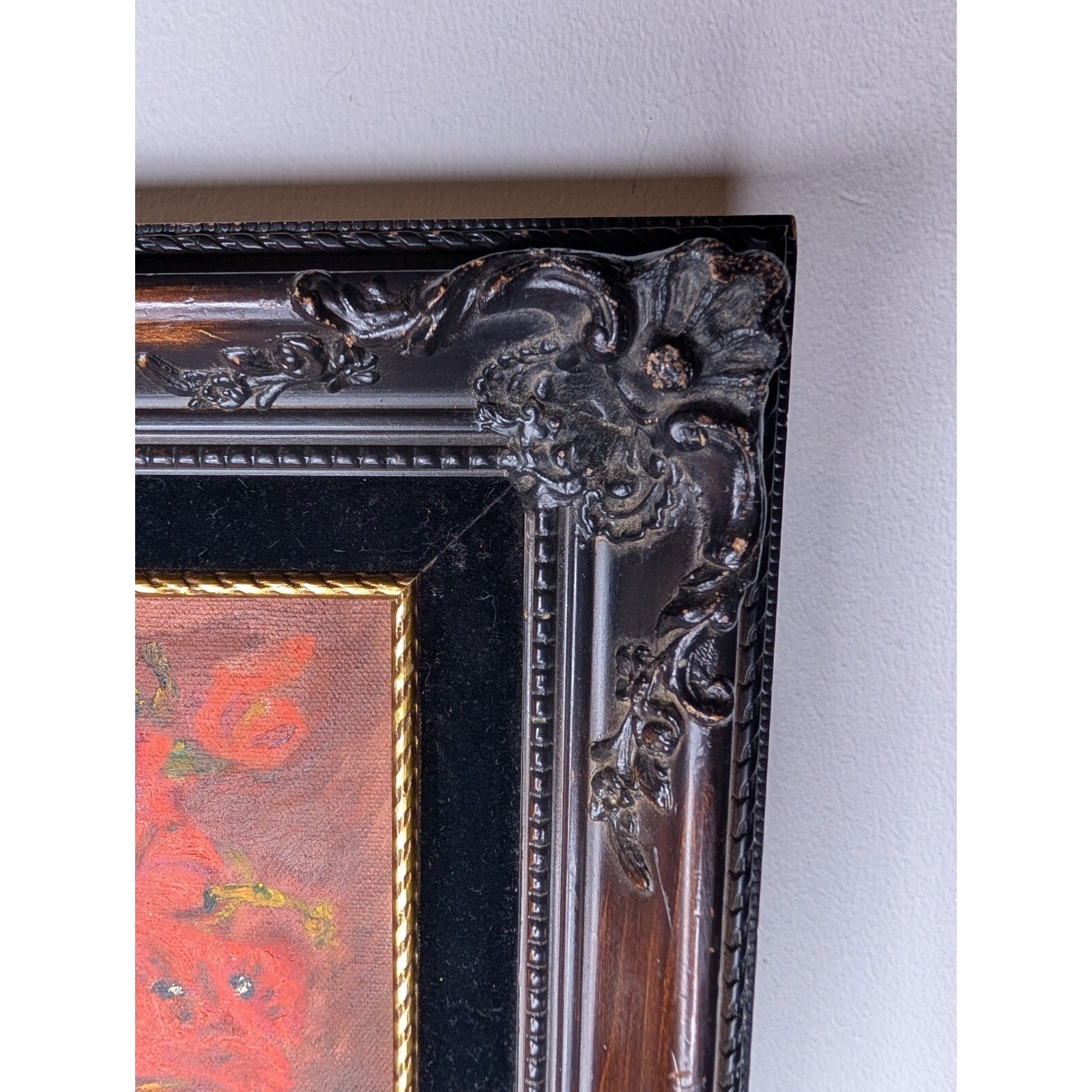 Roses Still Life Signed Tina 1979 Acrylic on Canvas Framed