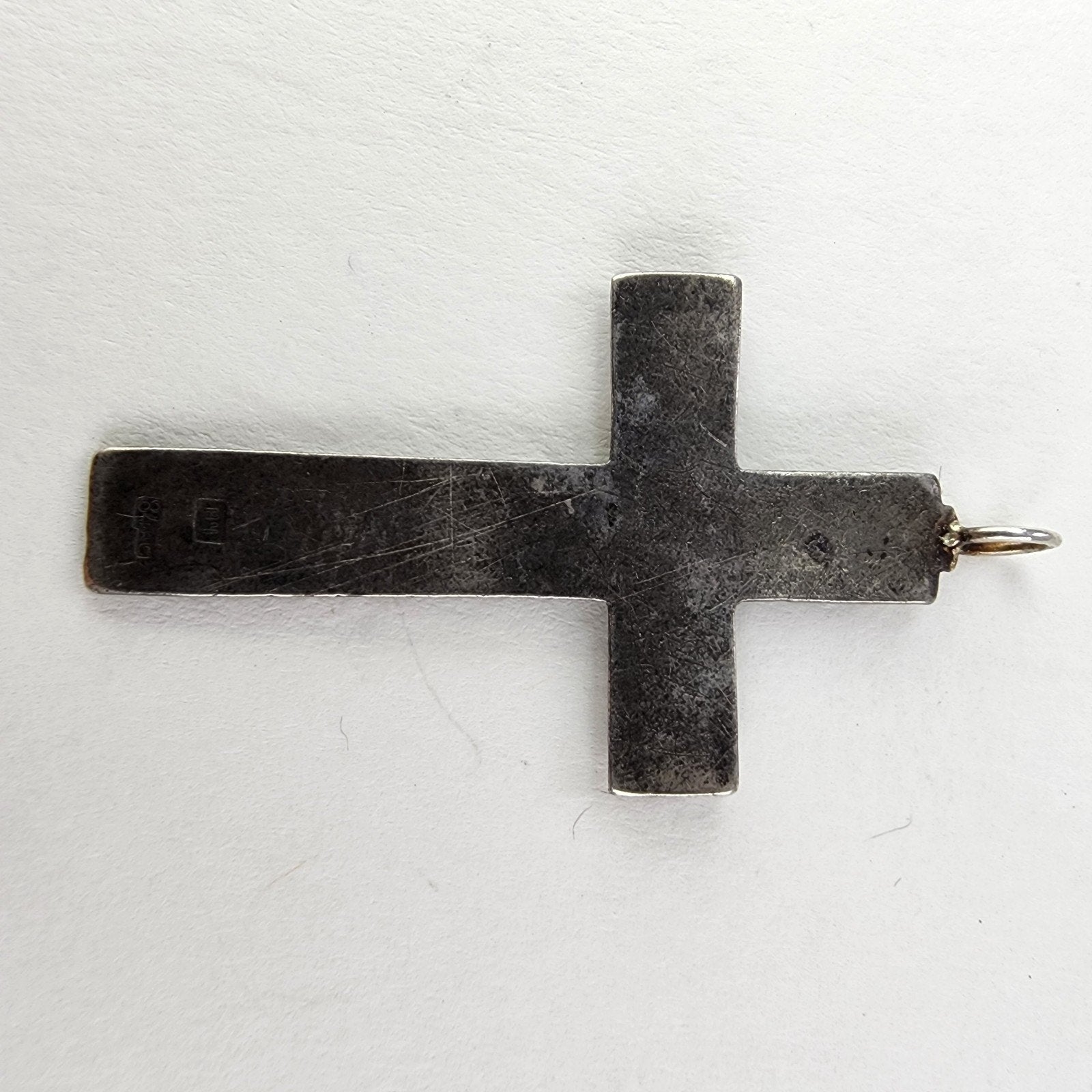 Russian Orthodox Imperial Engraved Floral 84 Silver 875 Crucifix Cross Pendant