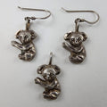 Koala Bear Earring & Pendant Set Diamond Cut Sterling Silver 925 Vintage