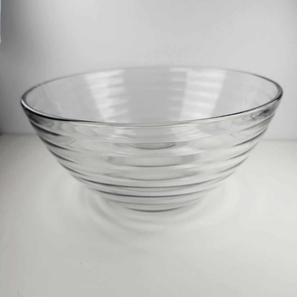 11" Anchor Hocking Glass Salad Bowl with Stepped Pattern