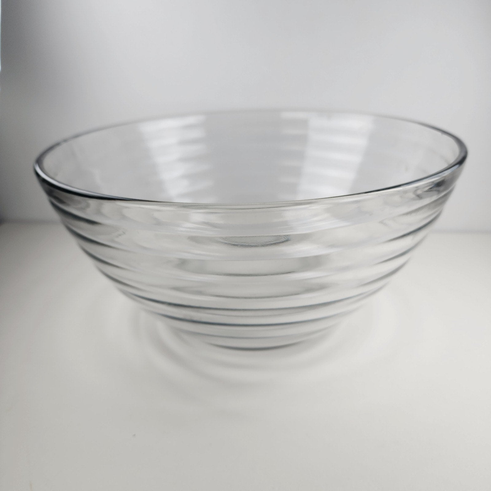 11" Anchor Hocking Glass Salad Bowl with Stepped Pattern