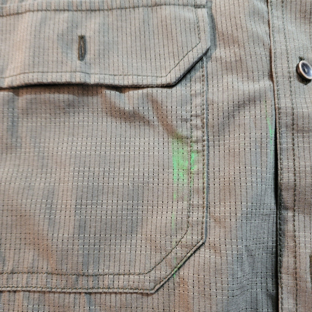 Prana Olive Cayman Large Short Sleeve Button Down Shirt Outdoor Active Wear