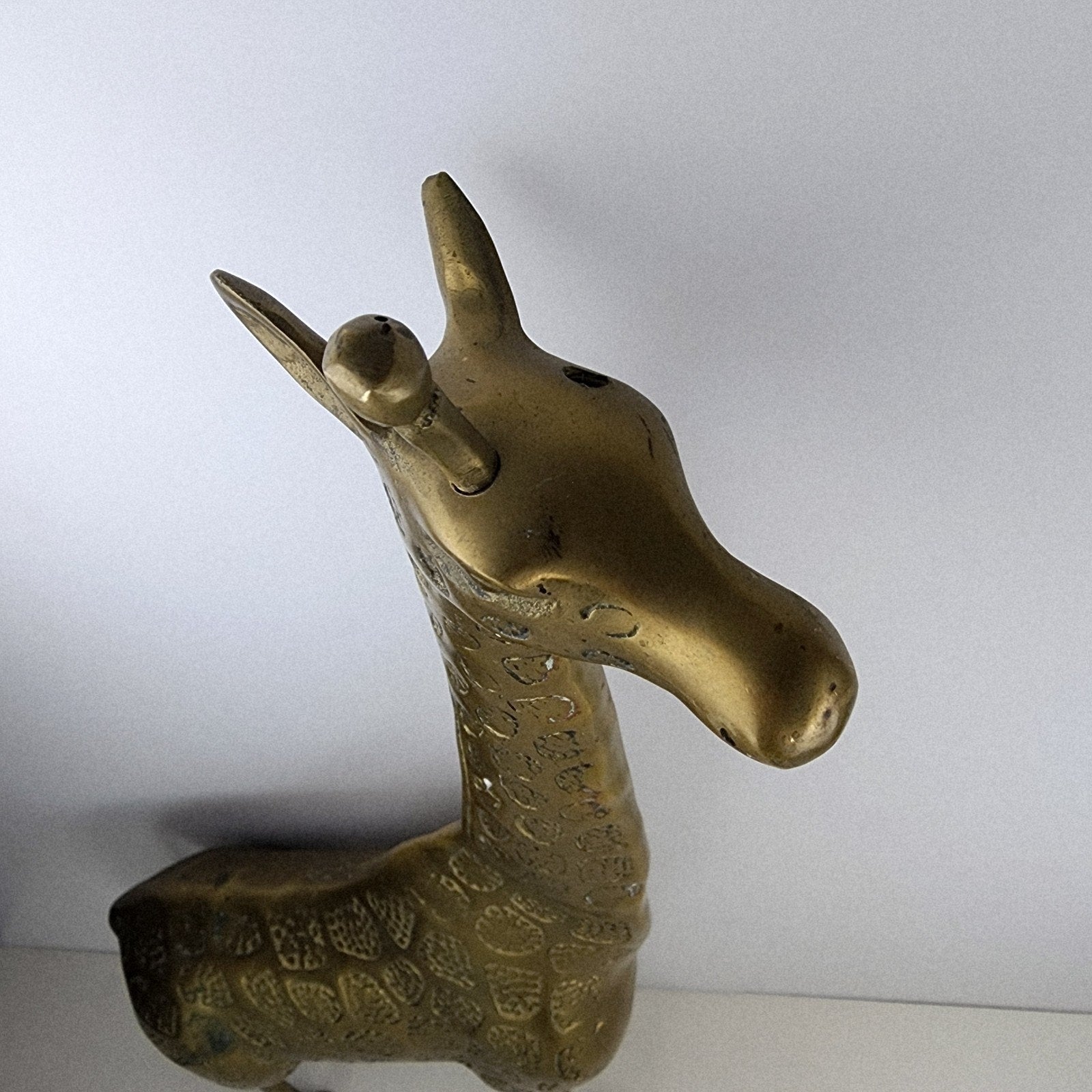 18" Brass Giraffe Animal Sculpture Midcentury MCM Stamped