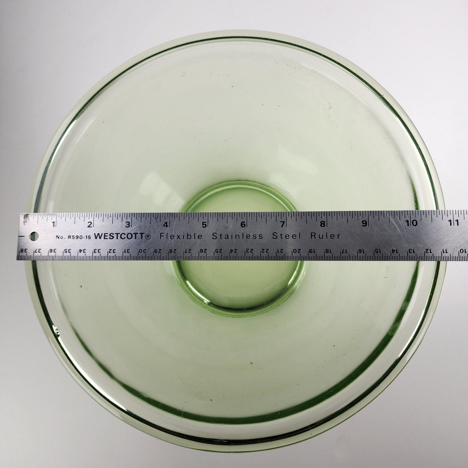 11" UV Glow Uranium Glass Mixing Bowl by H.C. Fry Glass Co Depression