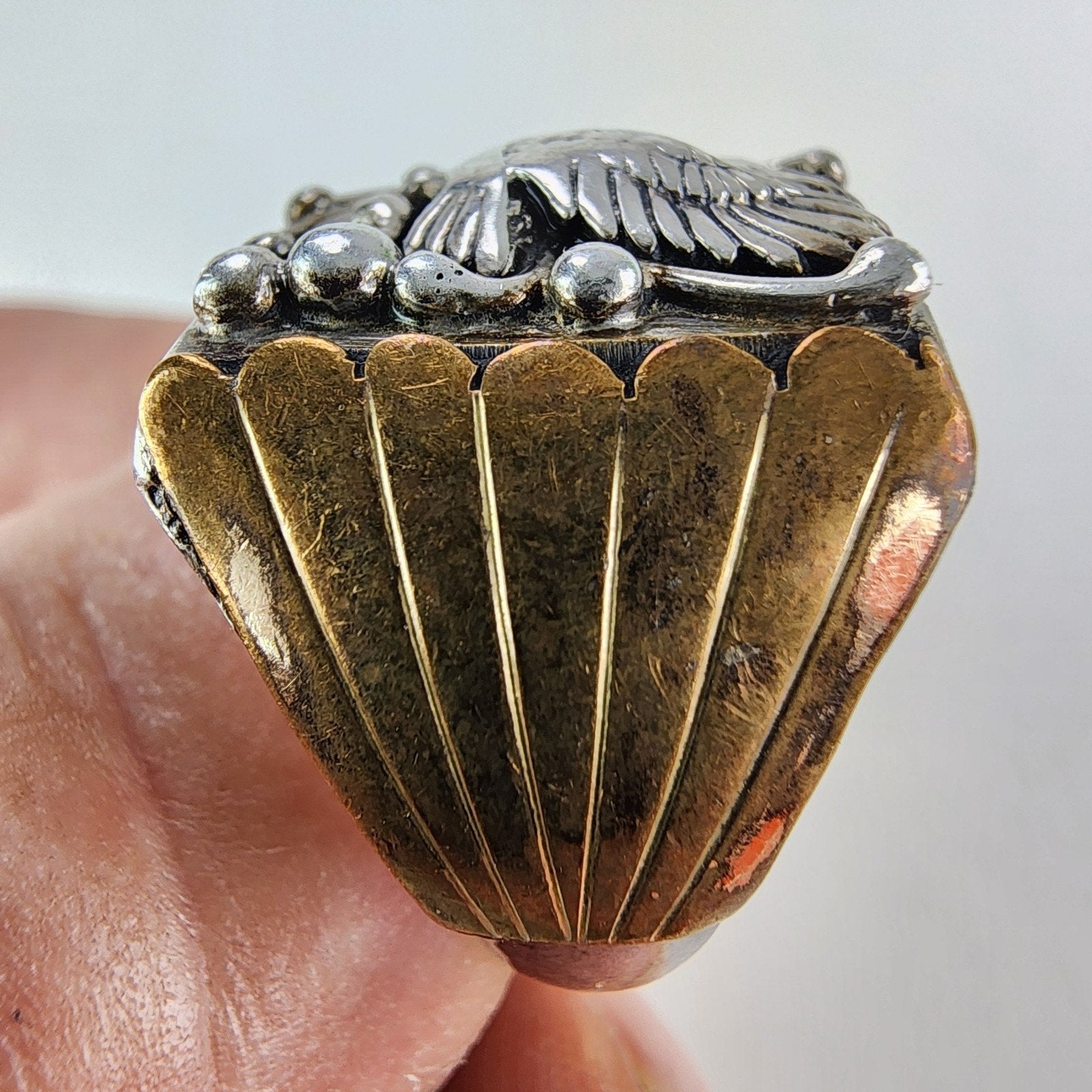 Black Hills Gold Eagle Mens Ring Size 11 Sterling Silver 925 & Brass Vintage