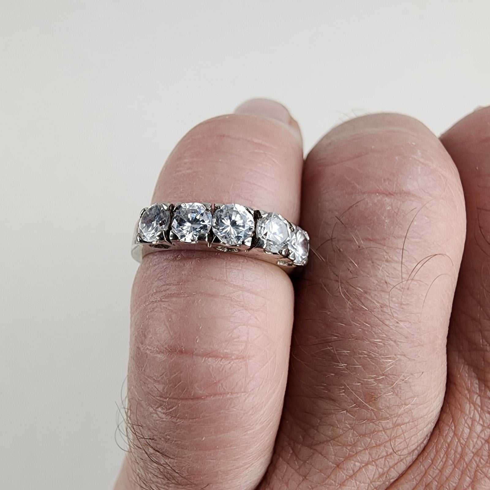 Sterling Silver 925 Four Stone Heart Ring Size 6 Vintage
