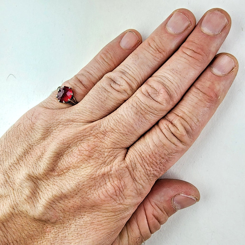 Ruby Crown Setting Russian Ring Size 8 Sterling Silver 87145 Vintage Gold Finish