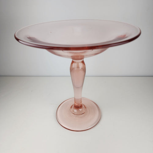 7" Pink Depression Glass Compote Vintage Stemware Candy Dish