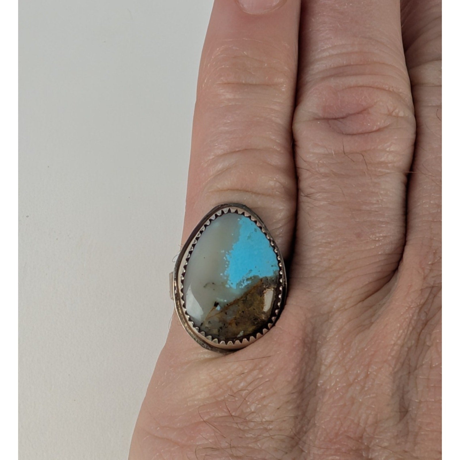 Native Boulder Turquoise Sterling Silver 925 Ring Size 9 Signed CKB