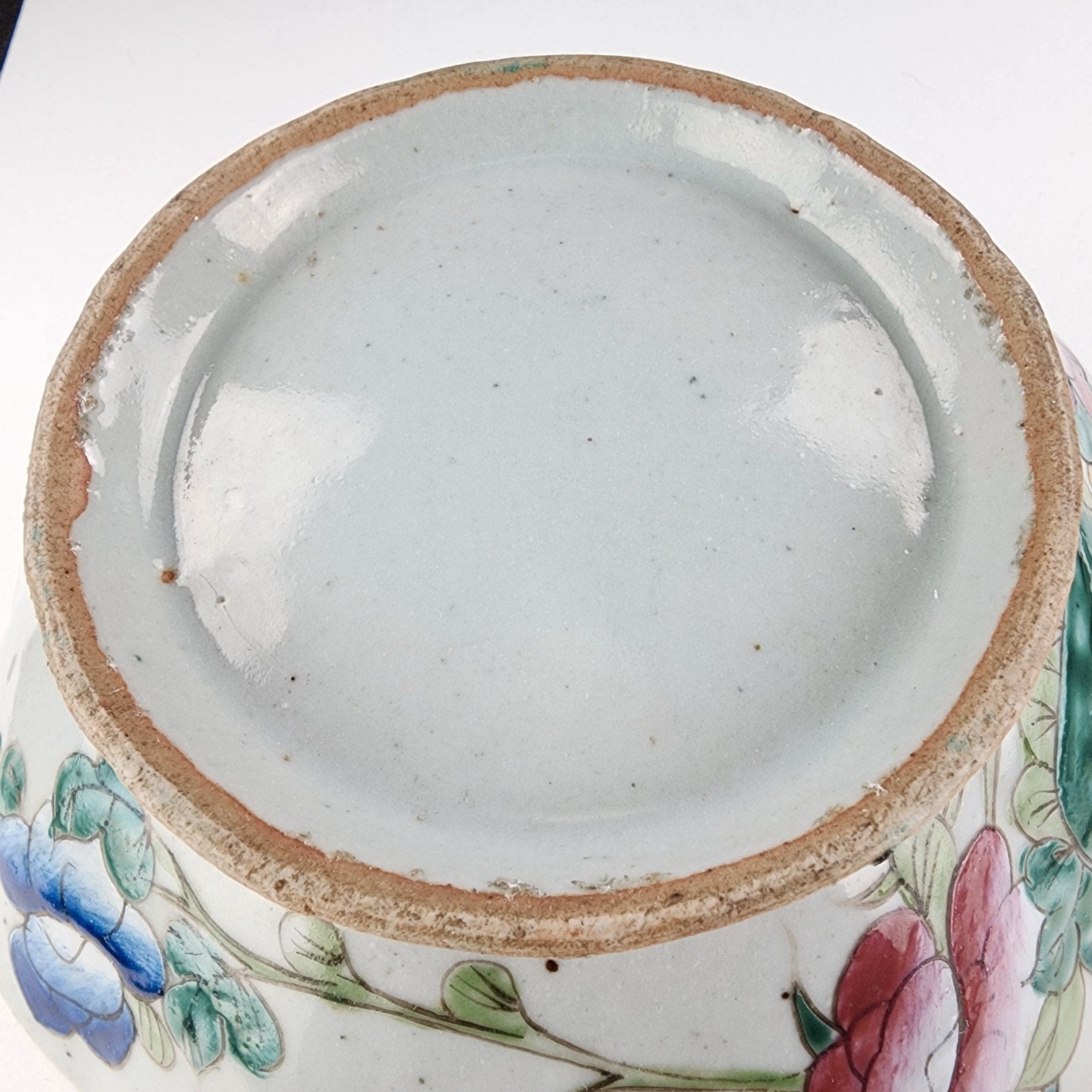 19th C Chinese Famille Rose Scalloped Turquoise 8" Porcelain Bowl Qing Dynasty