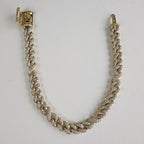 8 1/2" Cuban Crossover 8mm Bracelet in Gold Over Sterling Silver 925 Iced Out 29g