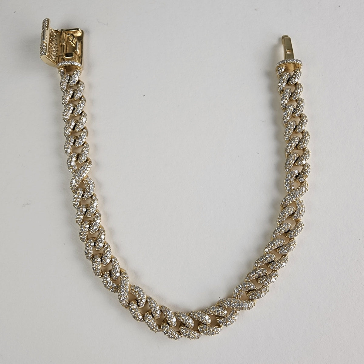 8 1/2" Cuban Crossover 8mm Bracelet in Gold Over Sterling Silver 925 Iced Out 29g