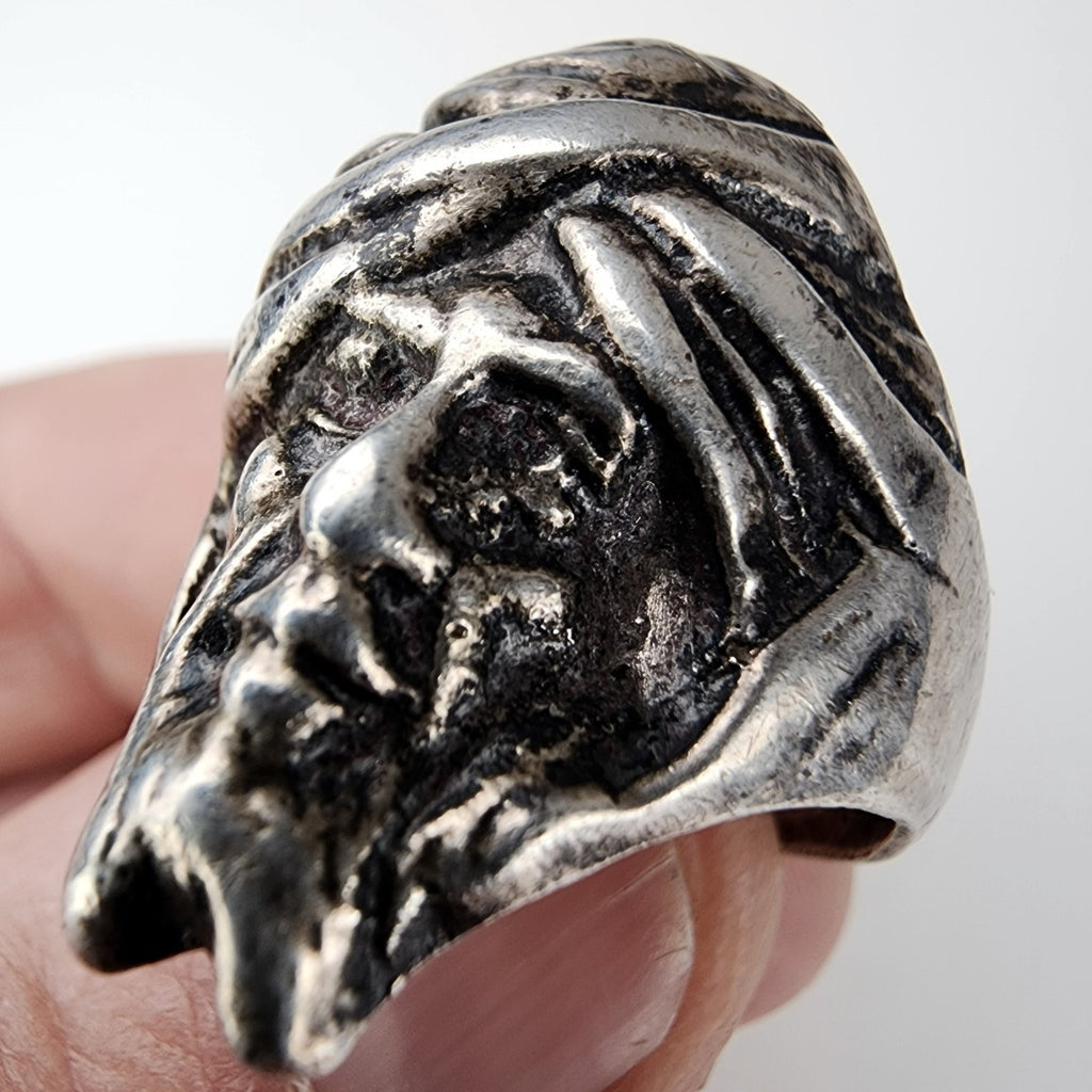 Art Nouveau Sheik Turban Man Ring Size 10 3/4 Sterling Silver 925 Vintage