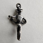 Vintage Cowboy with Guitar Charm in Sterling Silver 925 for Bracelet