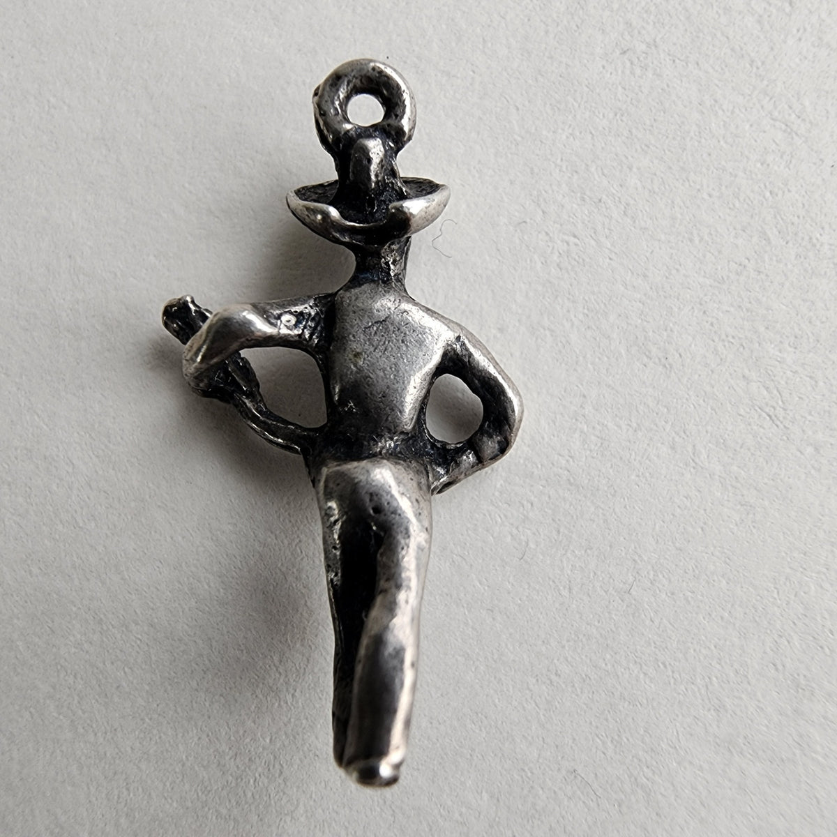 Vintage Cowboy with Guitar Charm in Sterling Silver 925 for Bracelet