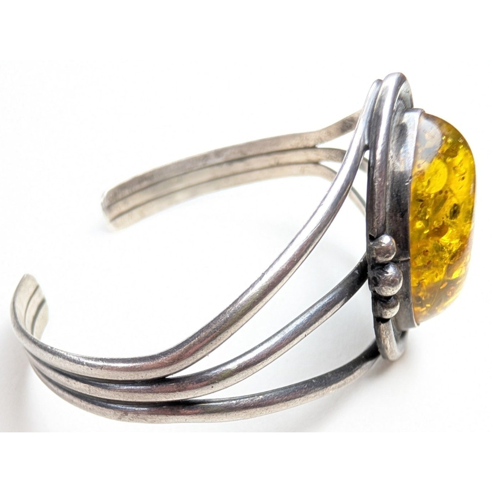 Baltic Amber Native Sterling Silver 925 Cuff Vintage