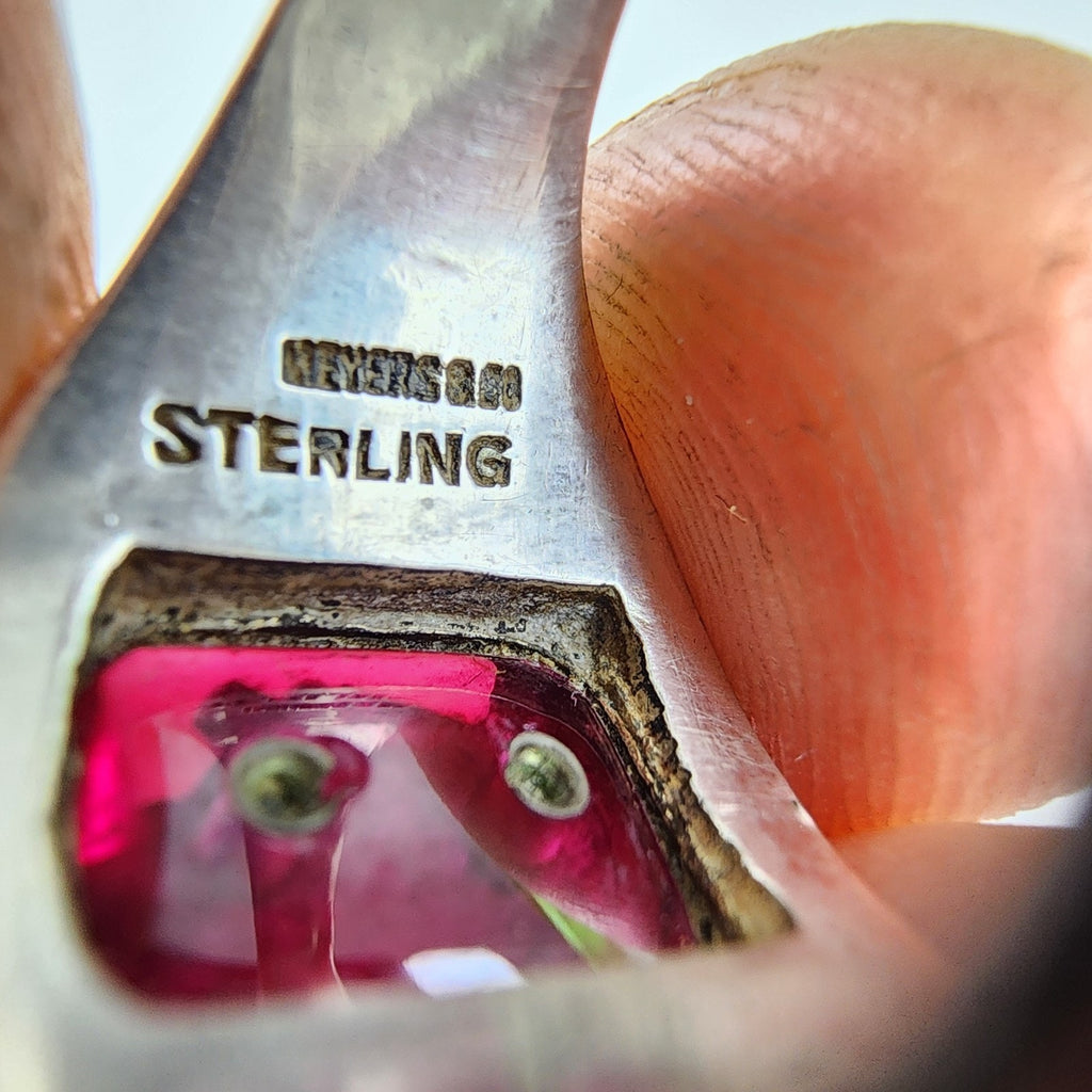 1935 Ruby Class Ring Size 5 1/2 Sterling Silver 925 Vintage Hand Monogrammed MAC