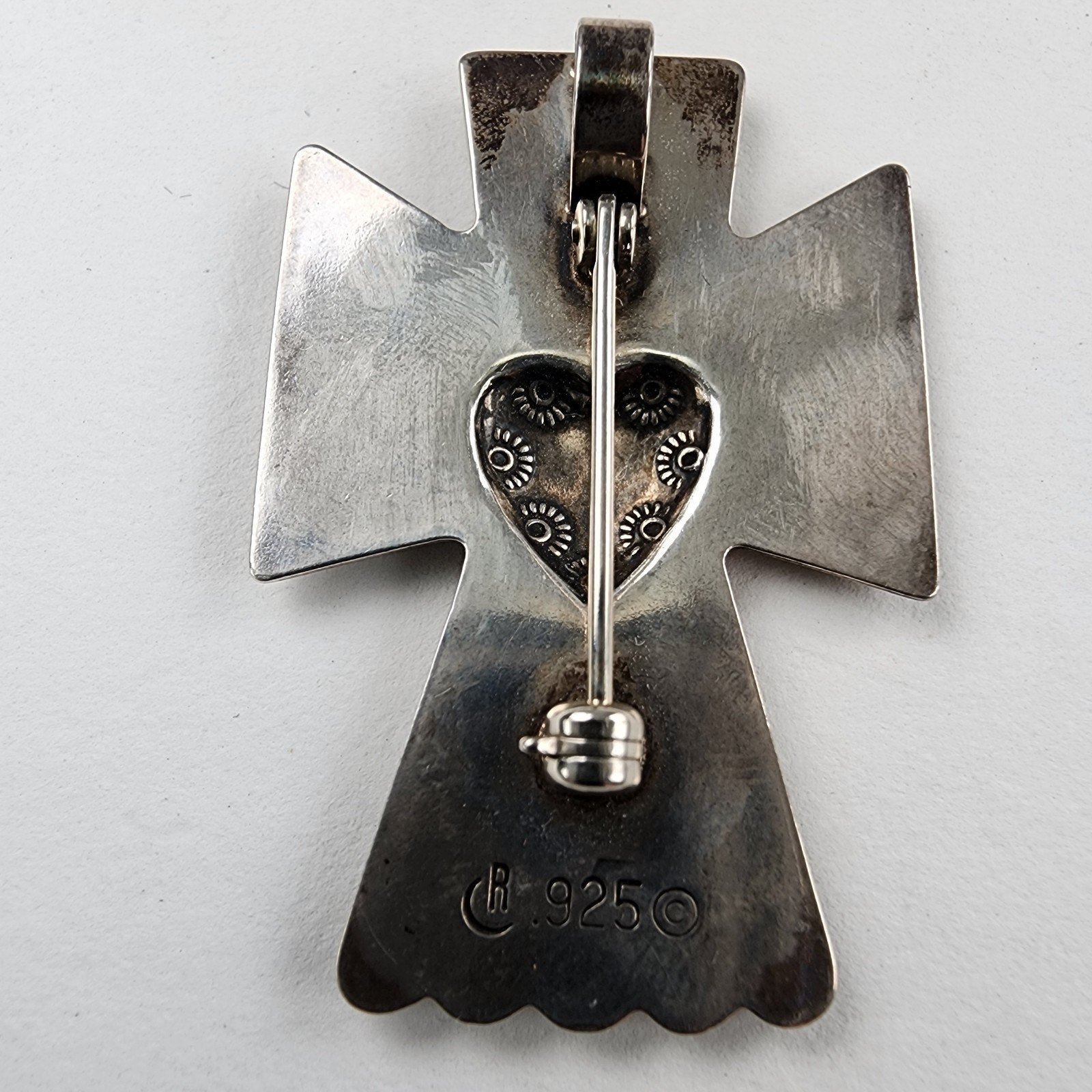 Angel Cross Pendant Brooch Relios by Carolyn Pollack Sterling Silver 925 Vintage
