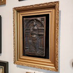 16th C Saint Barbara w Tower Wood Panel France Framed Renaissance Hand Carved