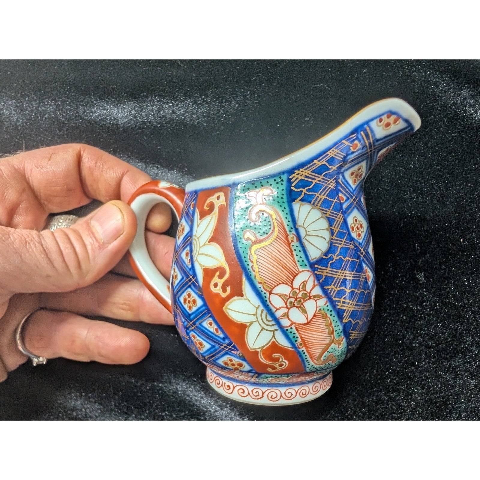 Japanese IMARI Coffee Creamer and Sugar Bowl Hand Painted Porcelain MCM Arita