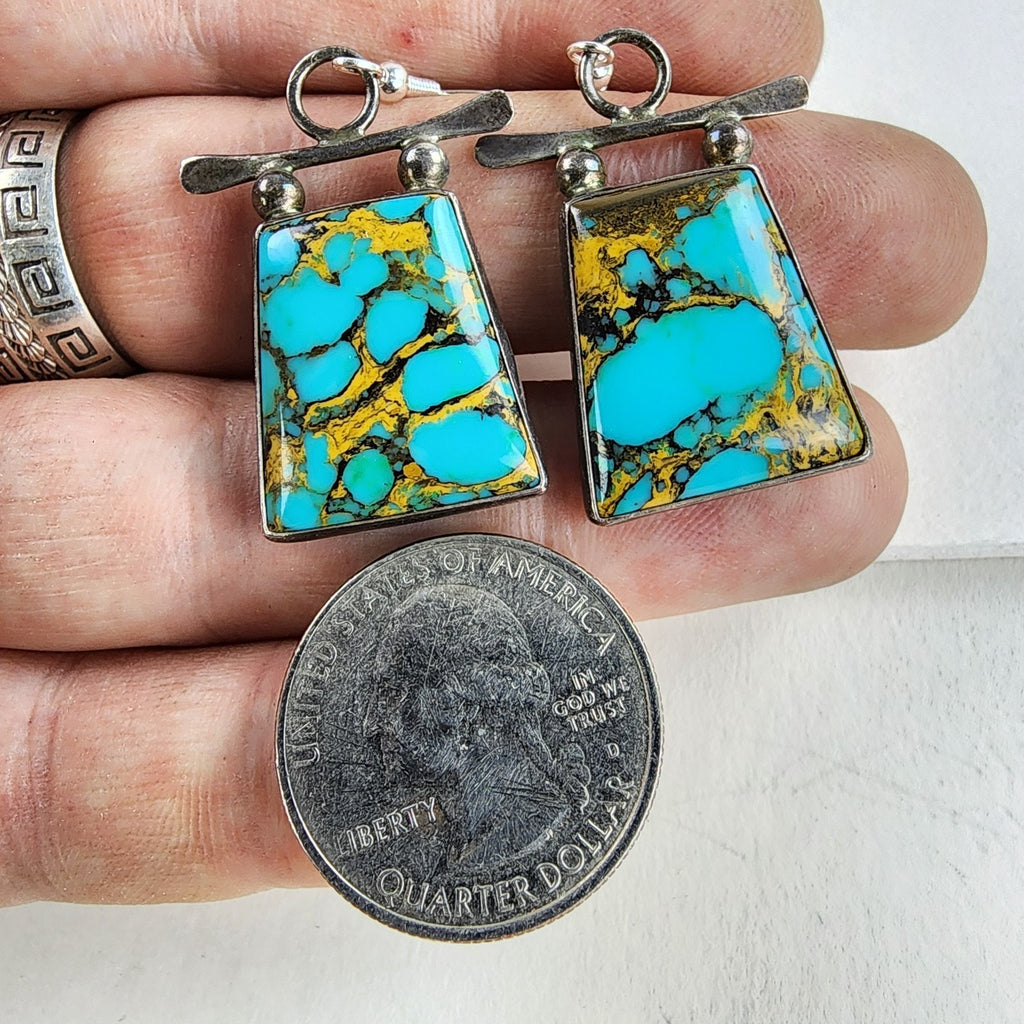 J Hayes Mohave Turquoise Earrings Sterling Silver 925 Vintage Native