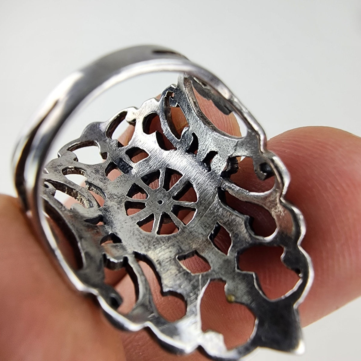 Art Deco Revival Marcasite Shield Ring Size 6 1/2 Sterling Silver 925 Vintage